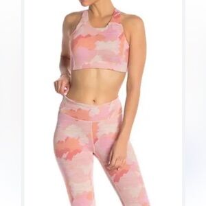 Outdoor Voices High Waist 7/8 Leggings  And Sports Bra Coral Tech Sweat Size M